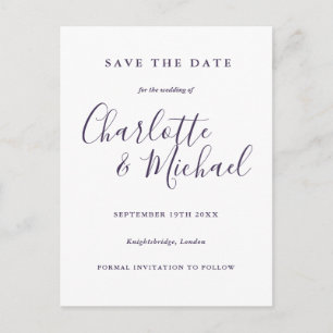 Convite de Noivado Purple Script Save the Date