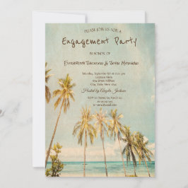 Convite de Noivado Retro Beach Palms