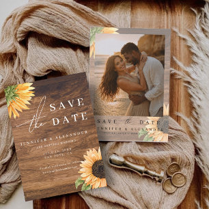 Convite de Noivado Rustic Boho Girassol Salve a Da