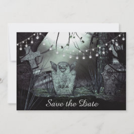Convite de Noivado Save the Date com Cemitério Gót