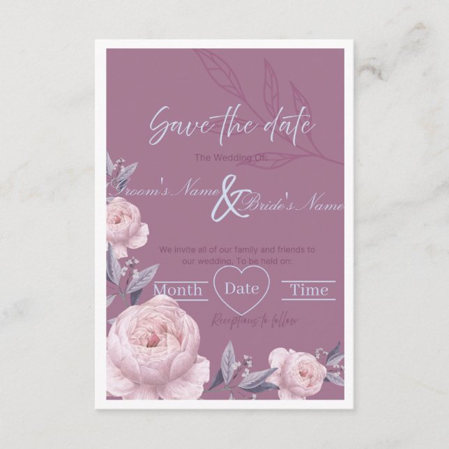 Convite de Noivado "Save the Date" Floral Elegante (Frente)