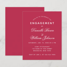 Convite de Noivado Simples Moderno Magenta Orçamen
