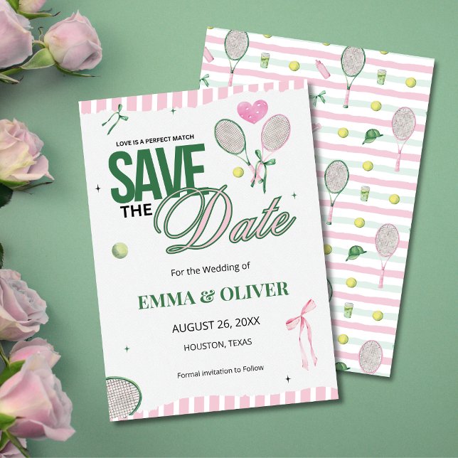 Convite de Noivado Tennis Love Save the Date (Criador carregado)