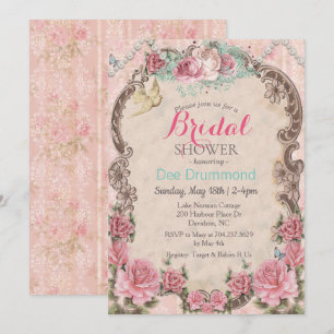 Convite de Noivado Vintage Shabby Chic