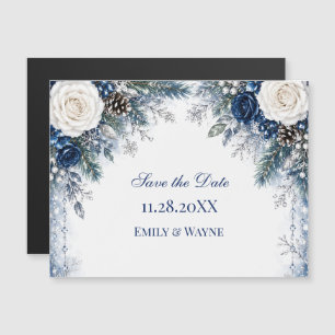 Convite de Noivado Winter Wonderland Rosa Azul e B