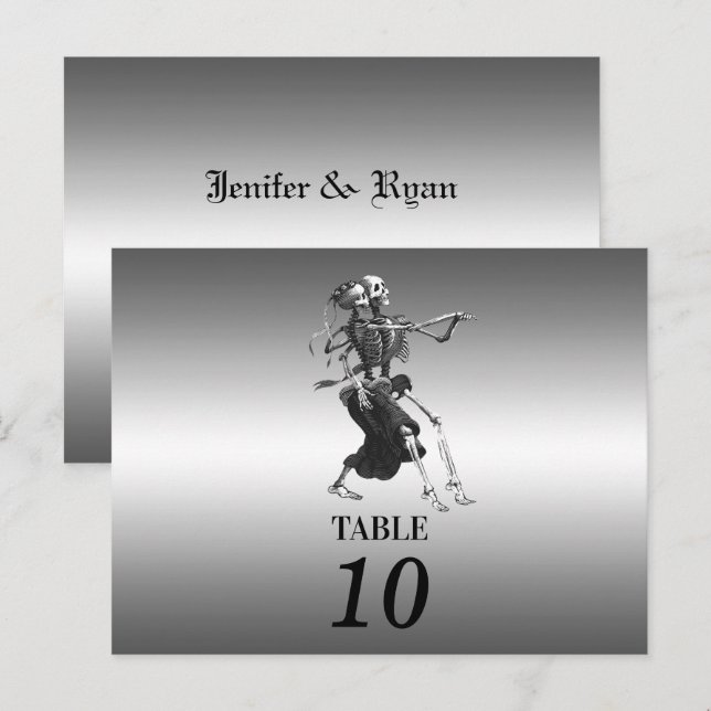 Convite de número de mesa de casamento de hallowee (Frente/Verso)