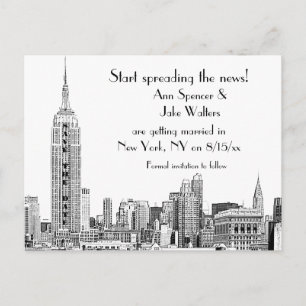 Convite de NYC Skyline Etched 01B Save the Date