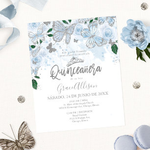 Convite de Orçamento Borboleta Quinceanera em Espa