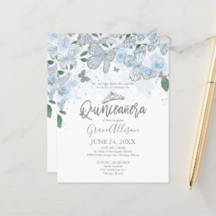 Convite de Orçamento Borboleta Quinceanera Inglês