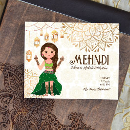 Convite de orçamento de Mehndi com noiva de henna 
