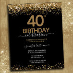 Convite de Orçamento de Parte aniversário de 40 an<br><div class="desc">Elegante brilho de ouro Faux com os realces de confete em shimmering na borda superior e inferior. Todo o texto é ajustável e fácil de mudar para as necessidades do seu próprio partido. design aniversário de 40 anos excelente elegante de modelo elegante.</div>