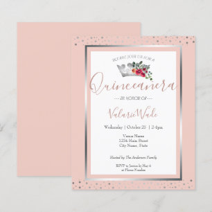 Convite de Orçamento de Quinze Anos Rosa Elegante 