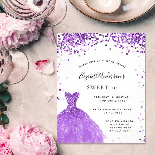 Convite de orçamento de vestido violeta Sweet 16 c