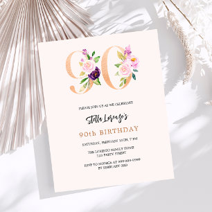 Convite de orçamento para 90º aniversário floral r