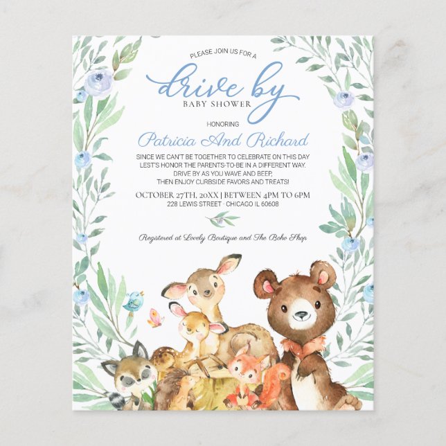 Convite de Orçamento para Chá de Bebê na Woodland  (Frente)