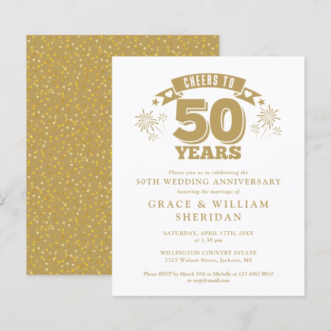 Convite de Orçamento Parabéns ao 50º Aniversário (Frente/Verso)