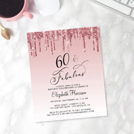 Convite de orçamento rosa dourado rosa para 60º an