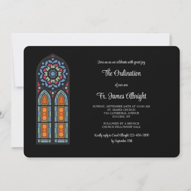 Convite de Ordenação de Padre em Vitral (Frente)