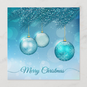 Convite de Ornamentos de Natal Azul Elegante