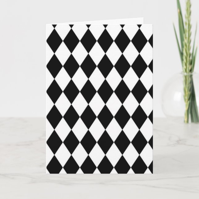 Convite de Padrão de Diamante Preto e Branco (Frente)