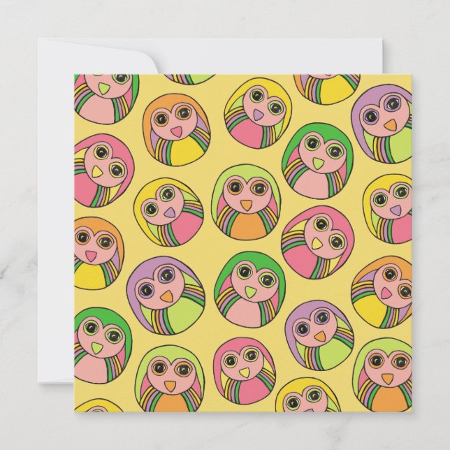 Convite De Padrão De Festa de aniversário Owl Rain (Frente)