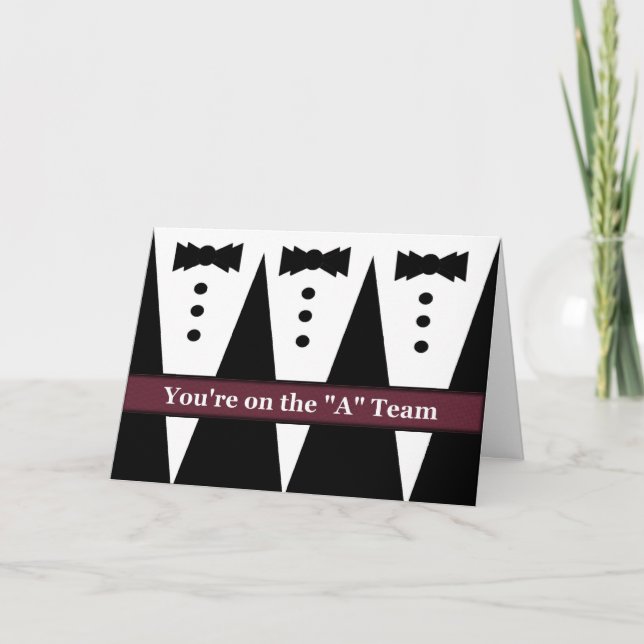 Convite de Padrinho ENGRAÇADO com Três Tuxedos (Frente)