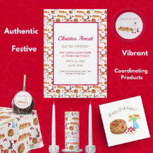 Convite de Pão Tsoureki de Páscoa Feliz em Aquarel