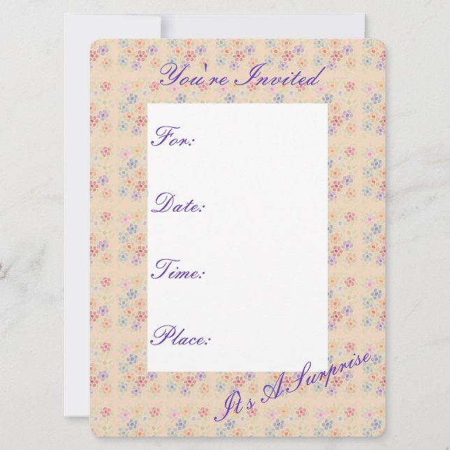 Convite de papel florido damasco bonito (Frente)