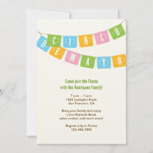 Convite de Papel Picado Cinco de Mayo