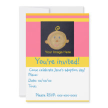 Convite de Parte de Adoção Amarela Rosa