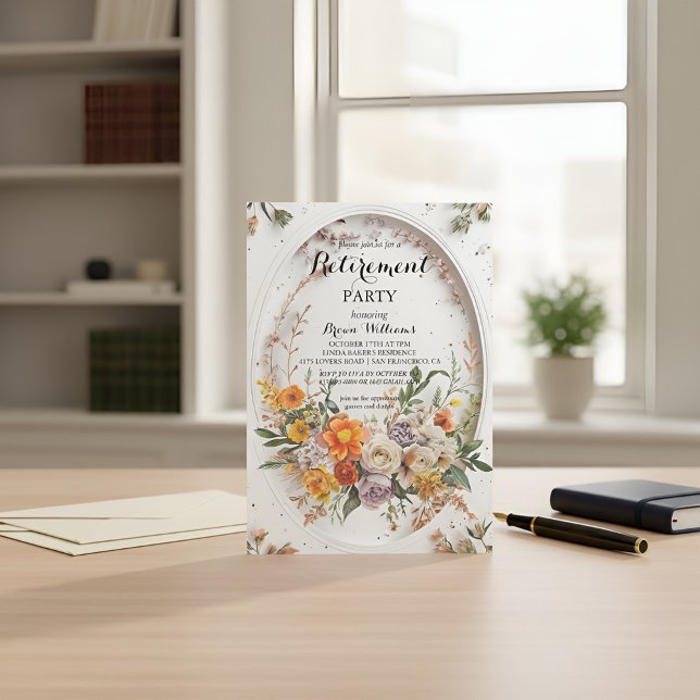 Convite de Partida de Aposentadoria Floral Elegant (Criador carregado)