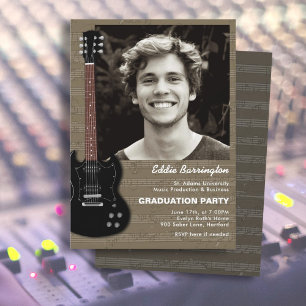 Convite de Partida de Formatura com Foto de Guitar