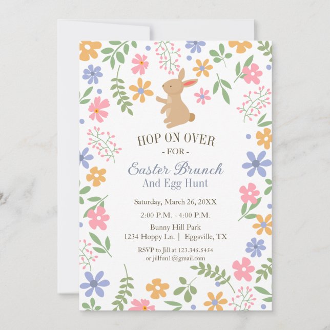 Convite de Páscoa Diversão Coelho Fofo para brunch (Frente)