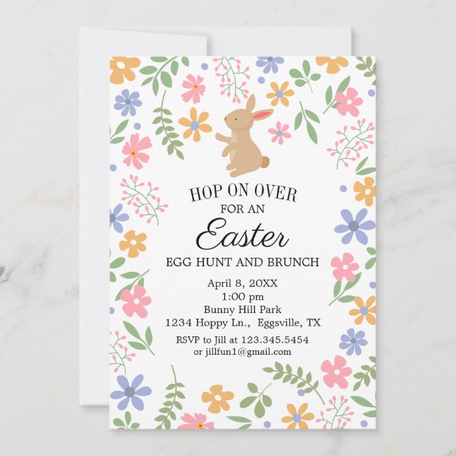 Convite de Páscoa Diversão Coelho Fofo para brunch (Frente)