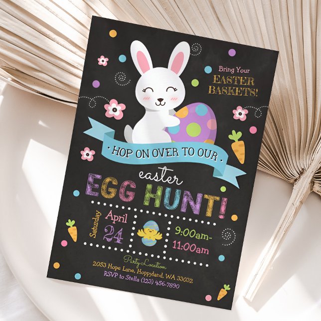 Convite de Páscoa, Festa de Caça aos Ovos de Pásco (Easter Egg Hunt Invitation)