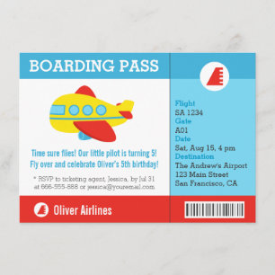 Convite de Passagem de Embarque de Avião para Fest