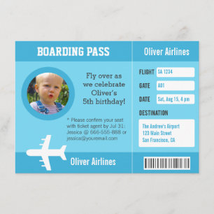 Convite de Passagem de Embarque de Avião para Fest