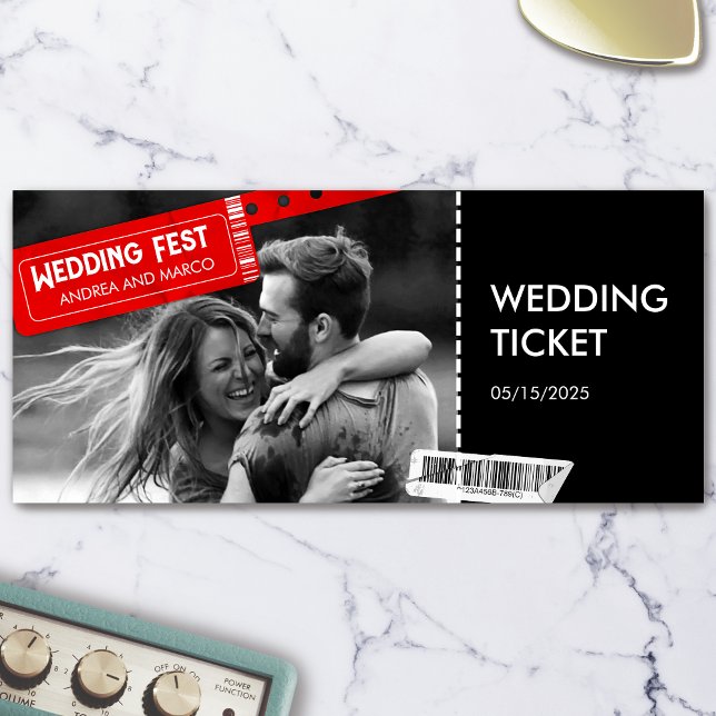 Convite de Passagem de Embarque de Rock and Roll (Rock and Roll Wedding Boarding Pass Invitation)