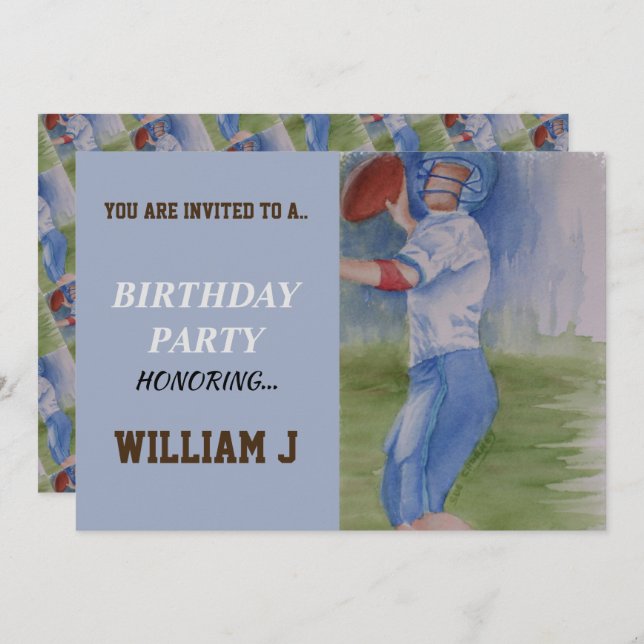 CONVITE DE PASSAGEM DE TOUCHDOWN DE FUTEBOL (Frente/Verso)