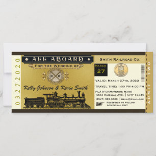 Convite de Passagem de Trem de Casamento Vintage E