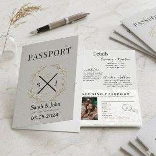 Convite de Passaporte de Casamento Editável Dest