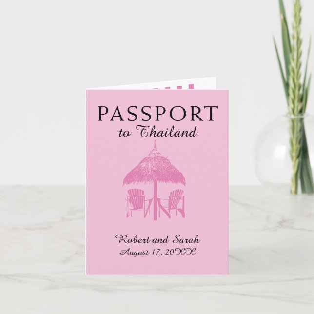 Convite de Passaporte de Casamento Pink Tailândia (Frente)