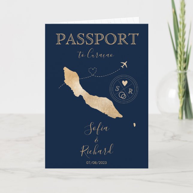 Convite de Passaporte de Destino de Casamento Cura (Frente)