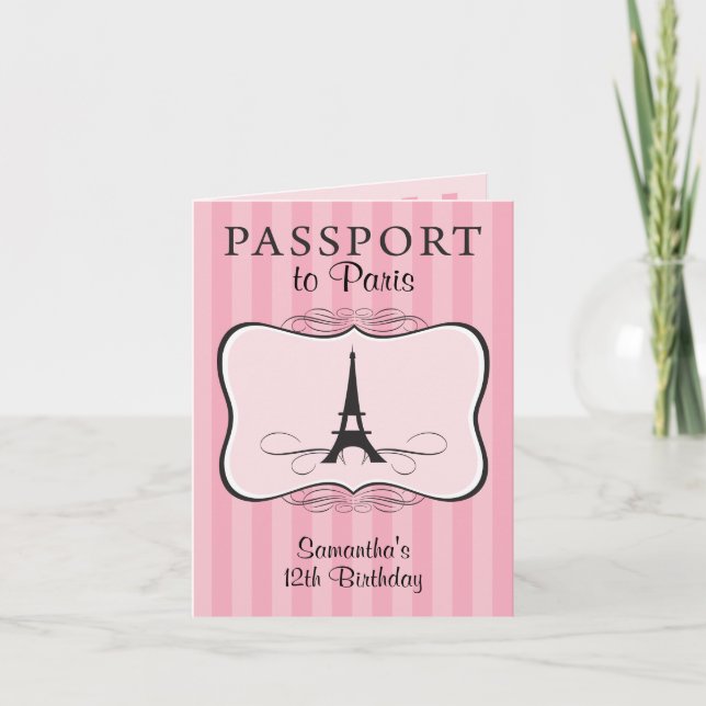 Convite de Passaporte de Paris de 12 Birthday (Frente)