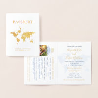 Convite de Passaporte para Casamento com Mapa Dour