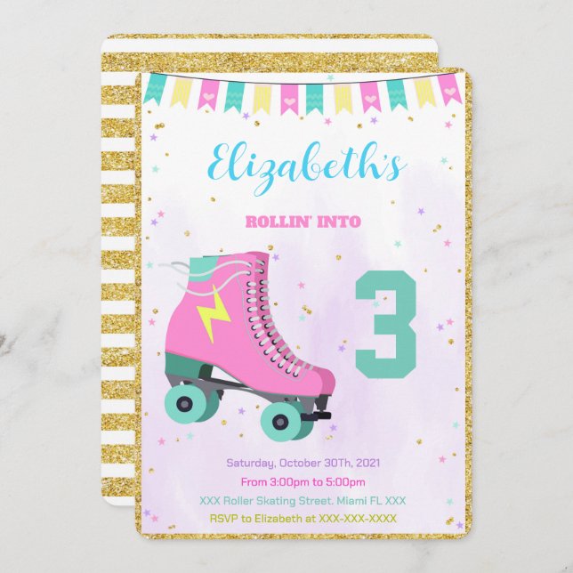 Convite de Patinação do Roller (Frente/Verso)