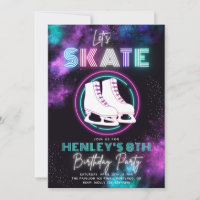 Convite de Patinação no Gelo Neon | Aniversário de
