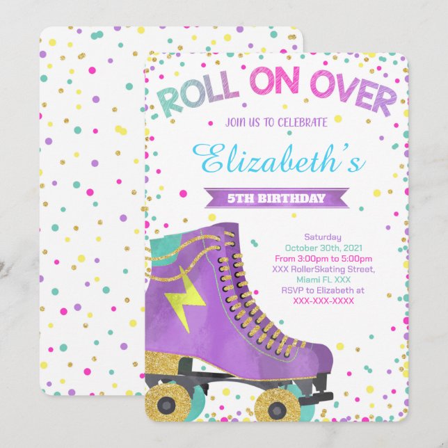 Convite de Patinação no Rolo, Convite de Aniversár (Frente/Verso)