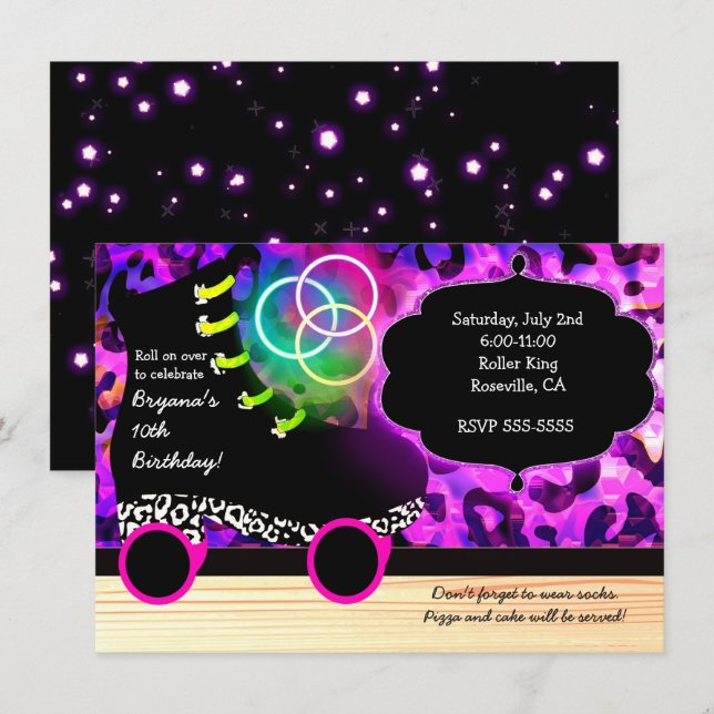 Convite de patinação sobre rodas de skate com esta (Frente/Verso)