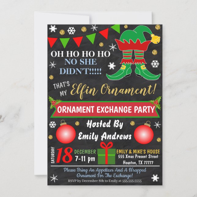 Convite de Peça para Troca de enfeites de natal (Frente)